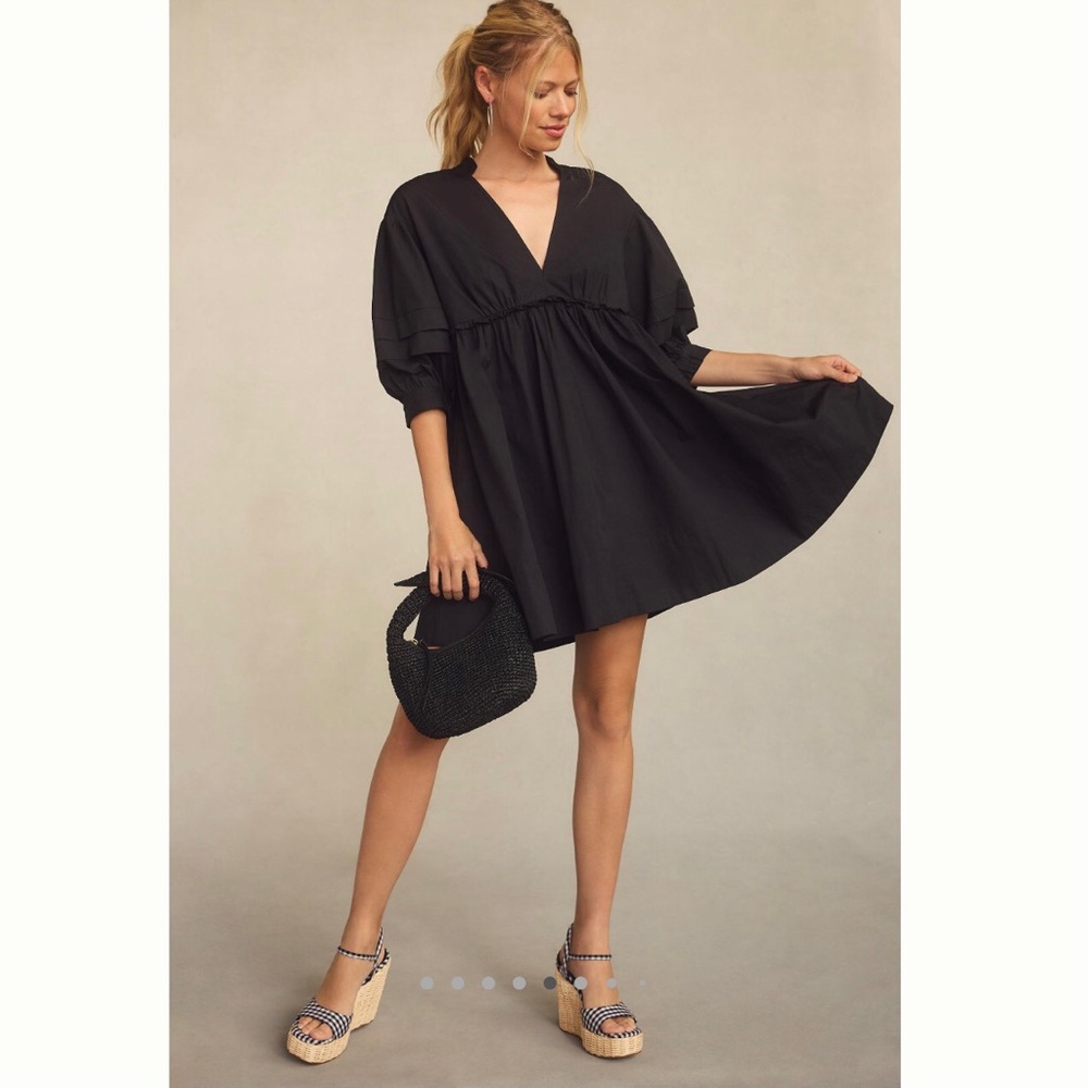 Maeve V-Neck Tunic Dress Size Small Black